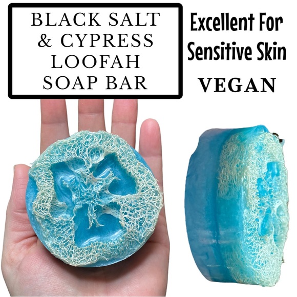 Effervescent Bubbles Other - 1 Bar, Black Salt Cypress Loofah Soap, Handmade, Great Gift Idea ( PRICE FIRM )